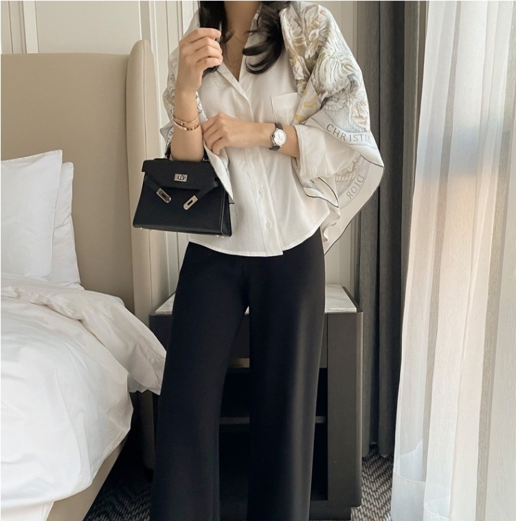 ルーズシャツ トップス Tシャツ シャツ ブラウス ビッグT ショート丈 袖あり 長袖 ストレート ワイド Iライン ポケット 前開き かわいい 大人可愛い きれいめ シンプル カジュアル 大人 上品