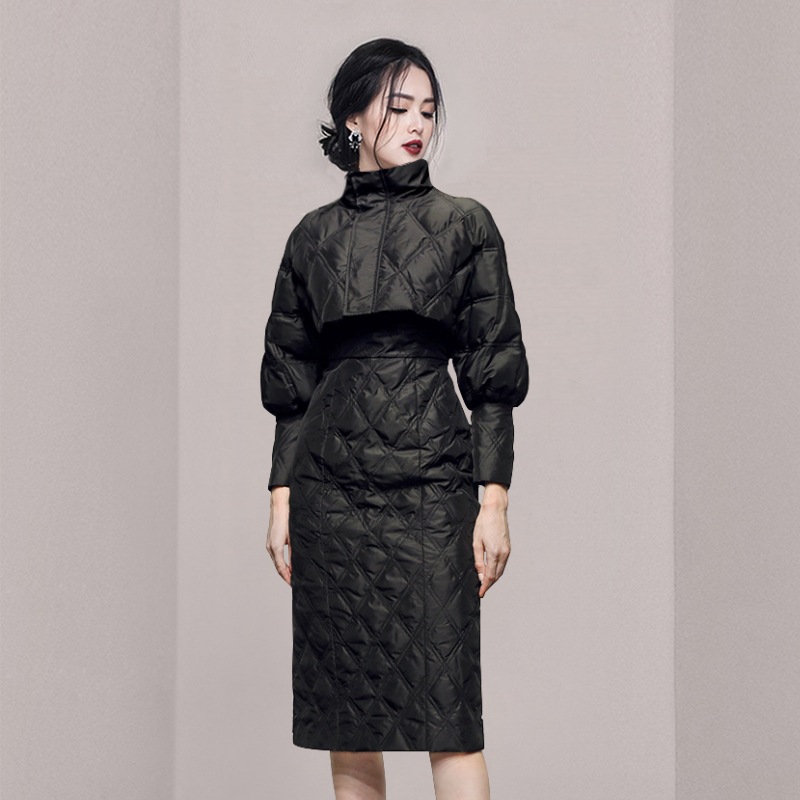 【セット】ジャケット＋ノーズリーブワンピース ダウンジャケット レディース ツーピース ドレス