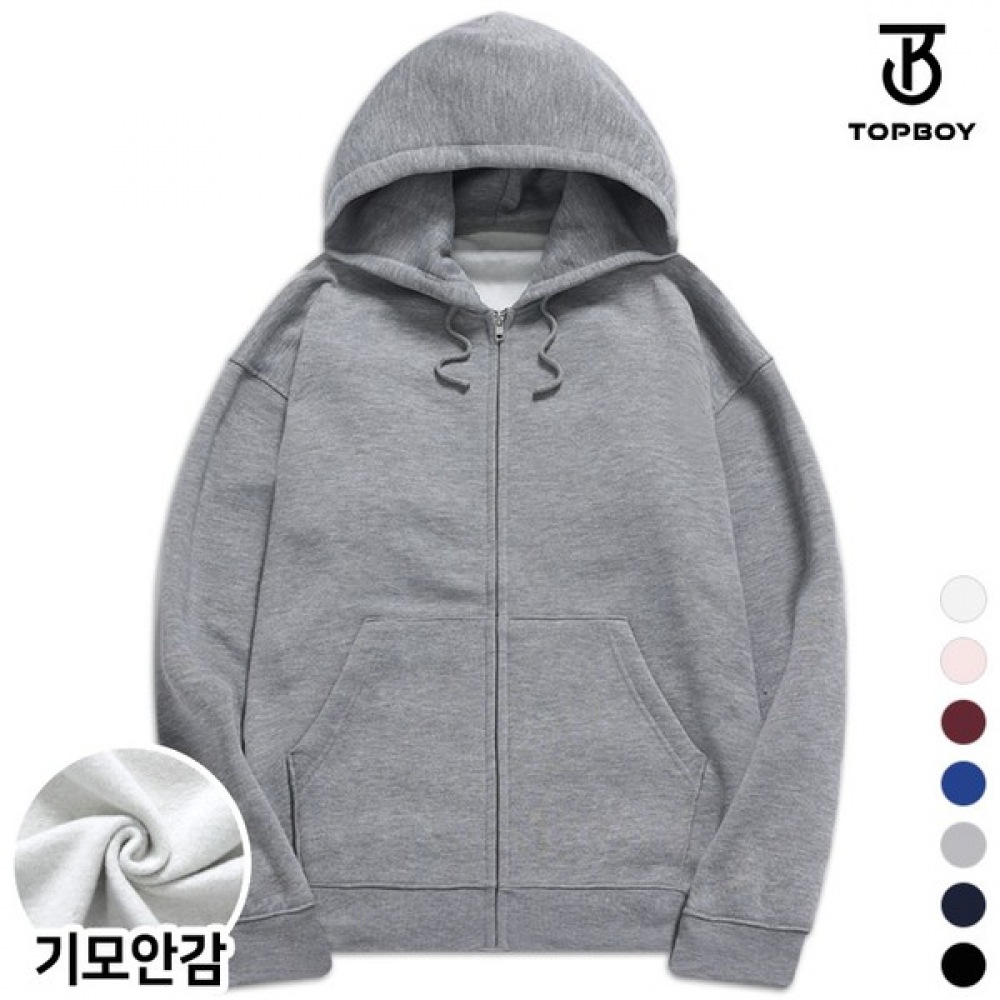 (TOPBOY) ユニセックスドットメ起毛パーカージップアップ (TS034)