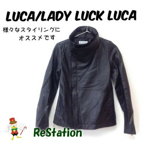 【中古】ルカ/レディラックルカ LUCA/LADY LUCK LUCA ライダースジャケット ラムレザー ブラック レディース
