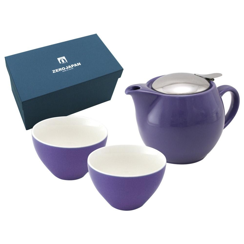 ZEROJAPAN(ゼロジャパン) ユニバーサルティーポット3人用+ティーカップワイド×2 ZG-001 EG・エッグプラント