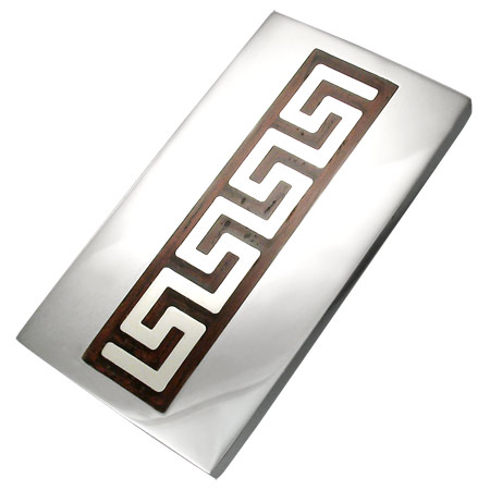 エターナルマネークリップ サージカルステンレス316L 木目調 ギリシャ文字 財布 アクセサリー お金をはさむ コンパクト 小さい 男性 プレゼント 彼氏 父の日 ギフト stm00-00-0015