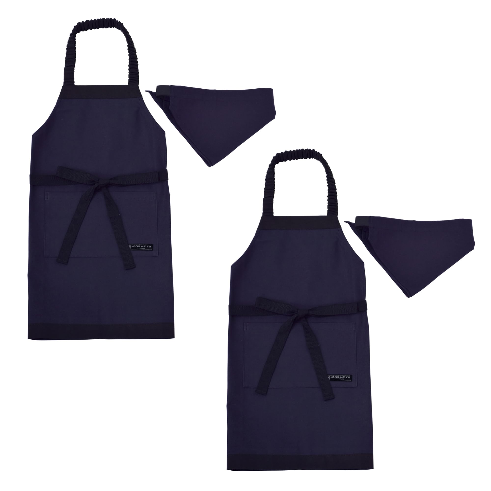 COLORFUL CANDY STYLE 子どもエプロン(100～120cm) ディープネイビー 2枚セット 女の子 男の子 おしゃれ 子供用 子供 こども エプロン 三角巾 セット ゴム キッズエプ