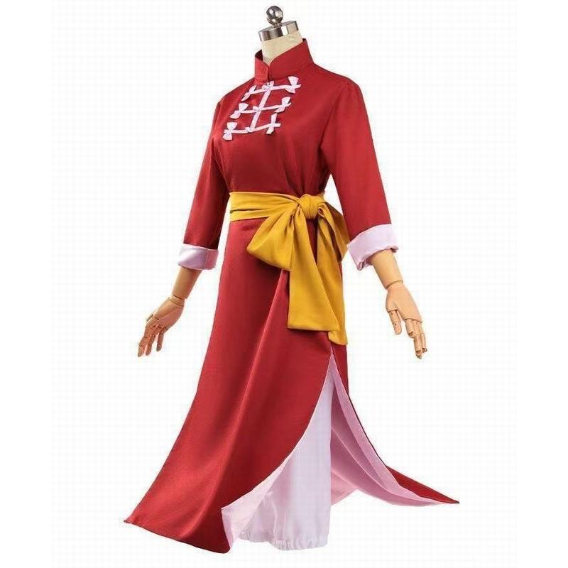 ハロウィン 銀魂 風 神楽 かぐら チャイナドレス コスチューム コスプレ衣装 3点セット サイズ SXXL