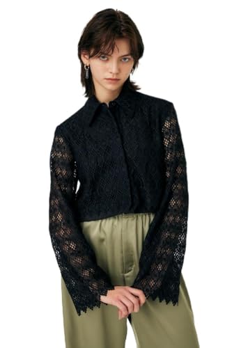 [マウジー] GEOMETRIC LACE CROP シャツ 010HSS30-0100 レディース FREE ブラック