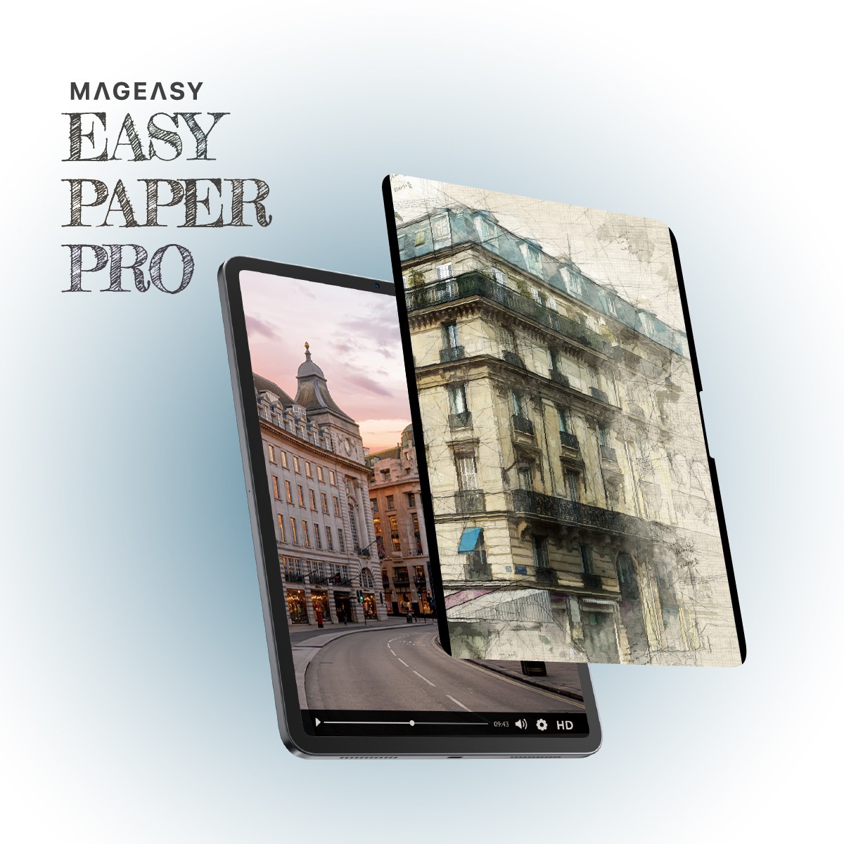 iPad Air 13インチ M3 2025 M2 対応 フィルム 紙のような書き心地 マグネット 着脱式 指紋防止 さらさら 紙質 イラスト 保護フィルム EasyPaper Pro