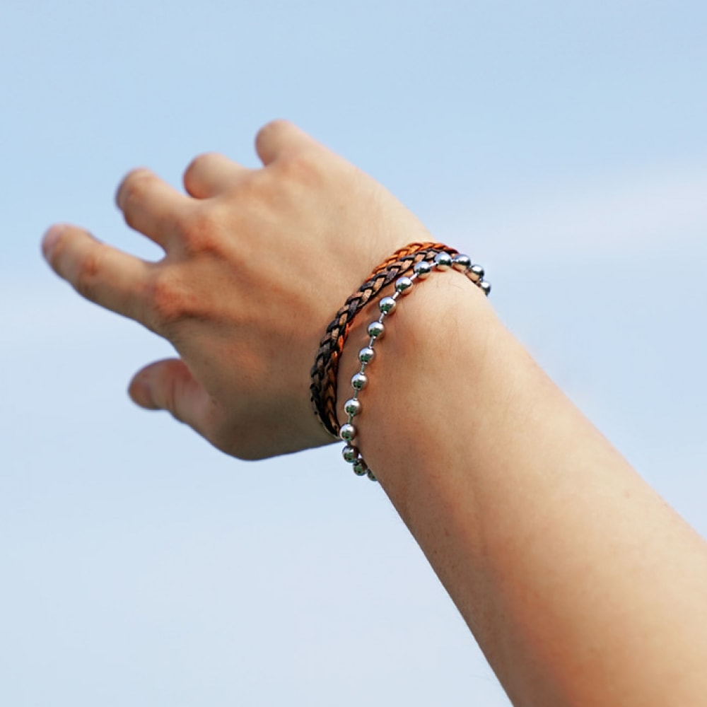 JBANS クラシックサージボールチェーン 466 トーンオントーンダブルコイル 543 ブレスレットセット (C1901-SE122SV)