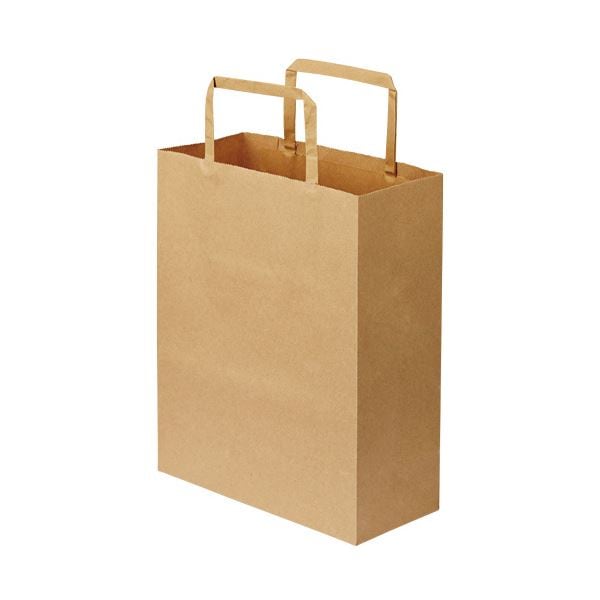 TANOSEE 紙手提袋 平紐 特小ヨコ200タテ245マチ幅90mm 茶無地 1セット（300枚：50枚6パック）