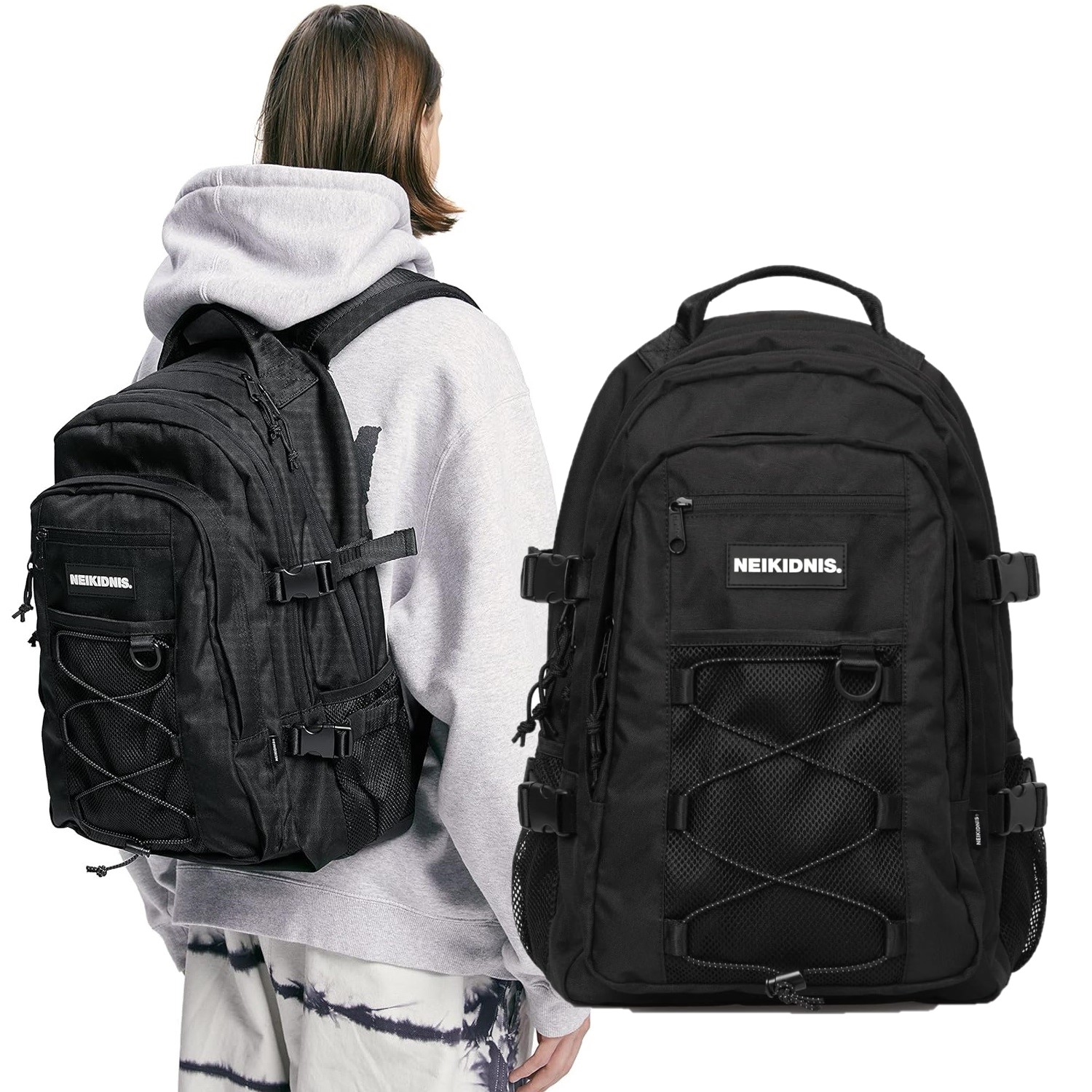 大人気 メッシュ ストリング バックパック ブラック おしゃれ 通気性 通学 通勤