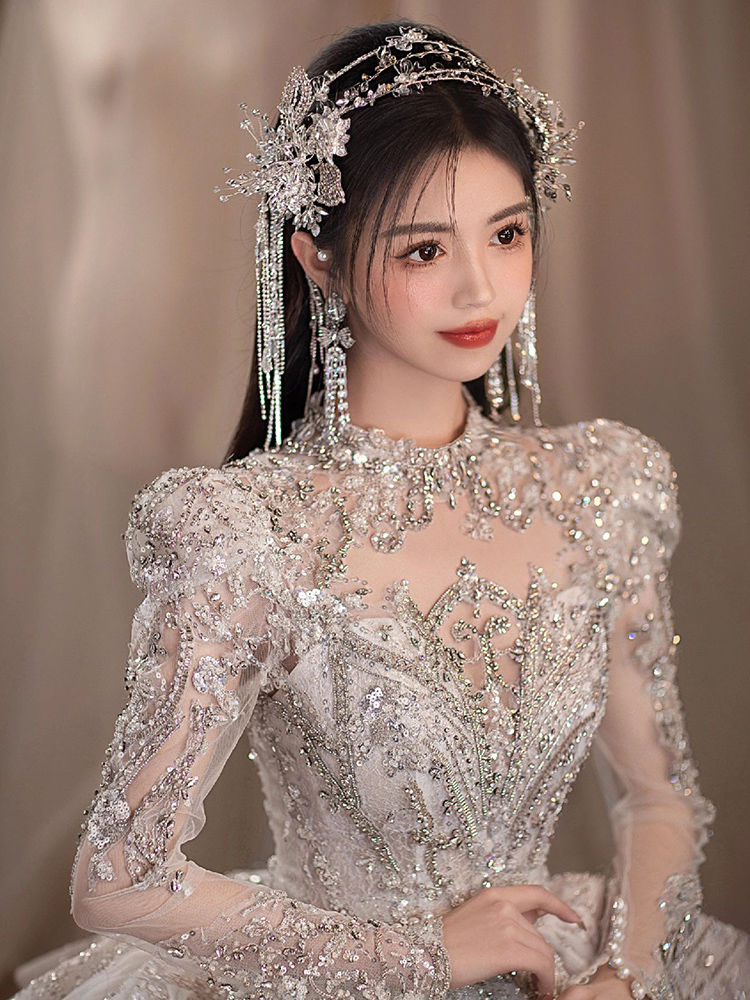 宮殿スタイルのウェディングドレス 2025 花嫁ハイエンドテクスチャテール重工業小さな主糸