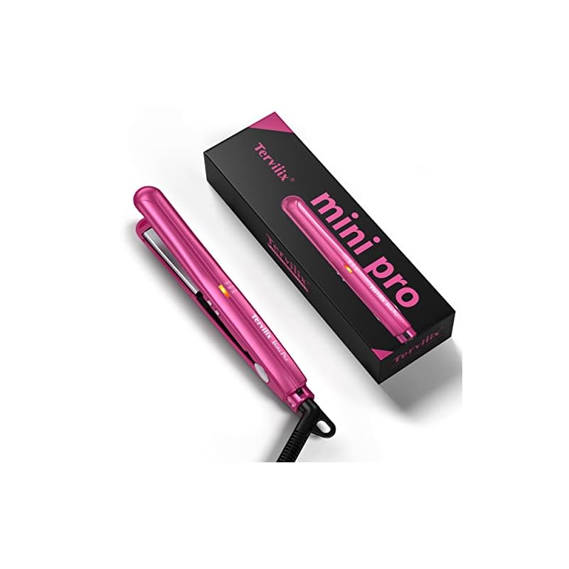 Terviiixヘアアイロンミニ 13mmストレートアイロン 旅行用ヘアーストレートアイロン 海外対応 120/160/200℃ 三段階温度設定 耐熱ポーチ付き