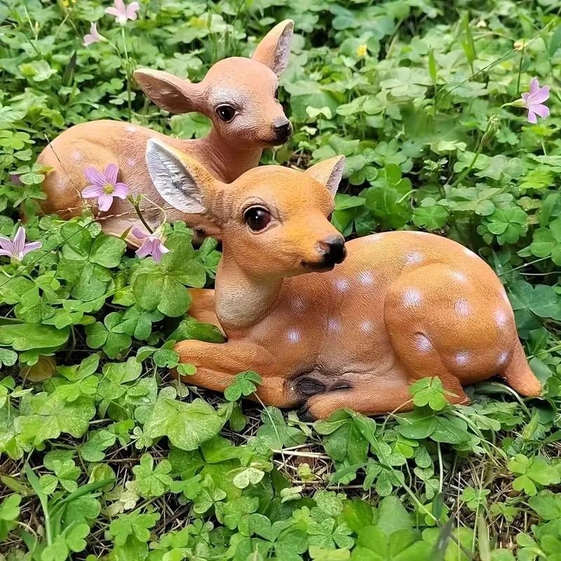 ガーデンオーナメント 置物 オブジェ バンビ 子鹿 動物 アニマル 2個セット 庭 屋外インテリア ガーデニング ギフト プレゼント かわいい おしゃれ