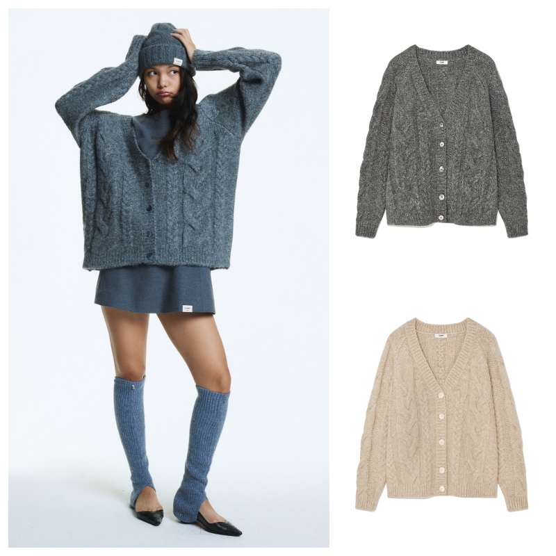 【GLOWNY】 G CABLE CARDIGAN : 2COLORS