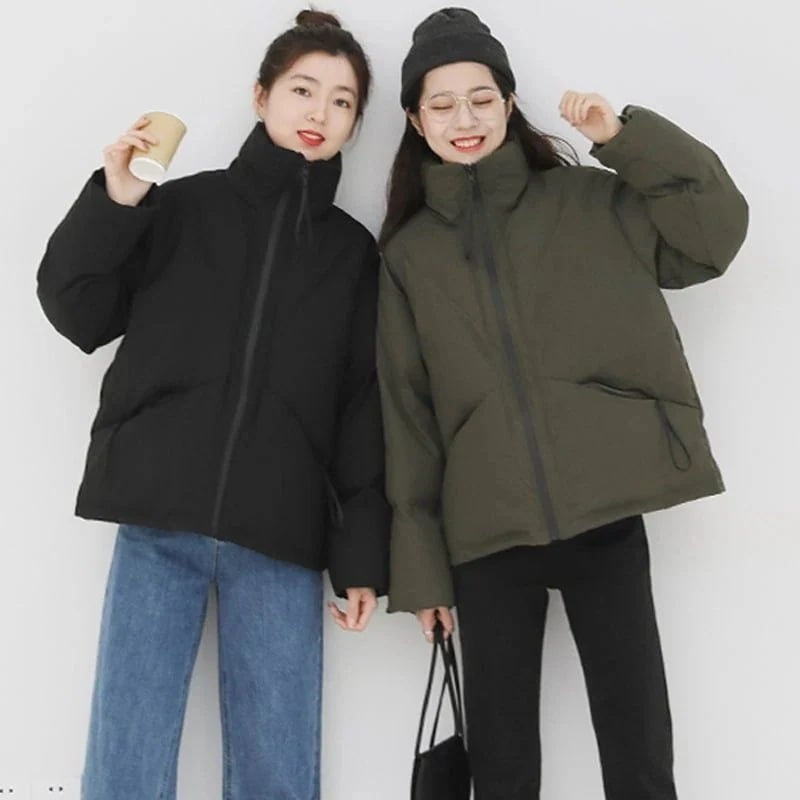 韓国ファッション 軽量 レディース 中綿トップス 可愛い 長袖 厚手 裏起毛 防寒服 暖かい 冬服 アウター ダウンコート ショート丈 中綿ジャケット ハイネック 【秋冬の新作登場】ダウンジャケット