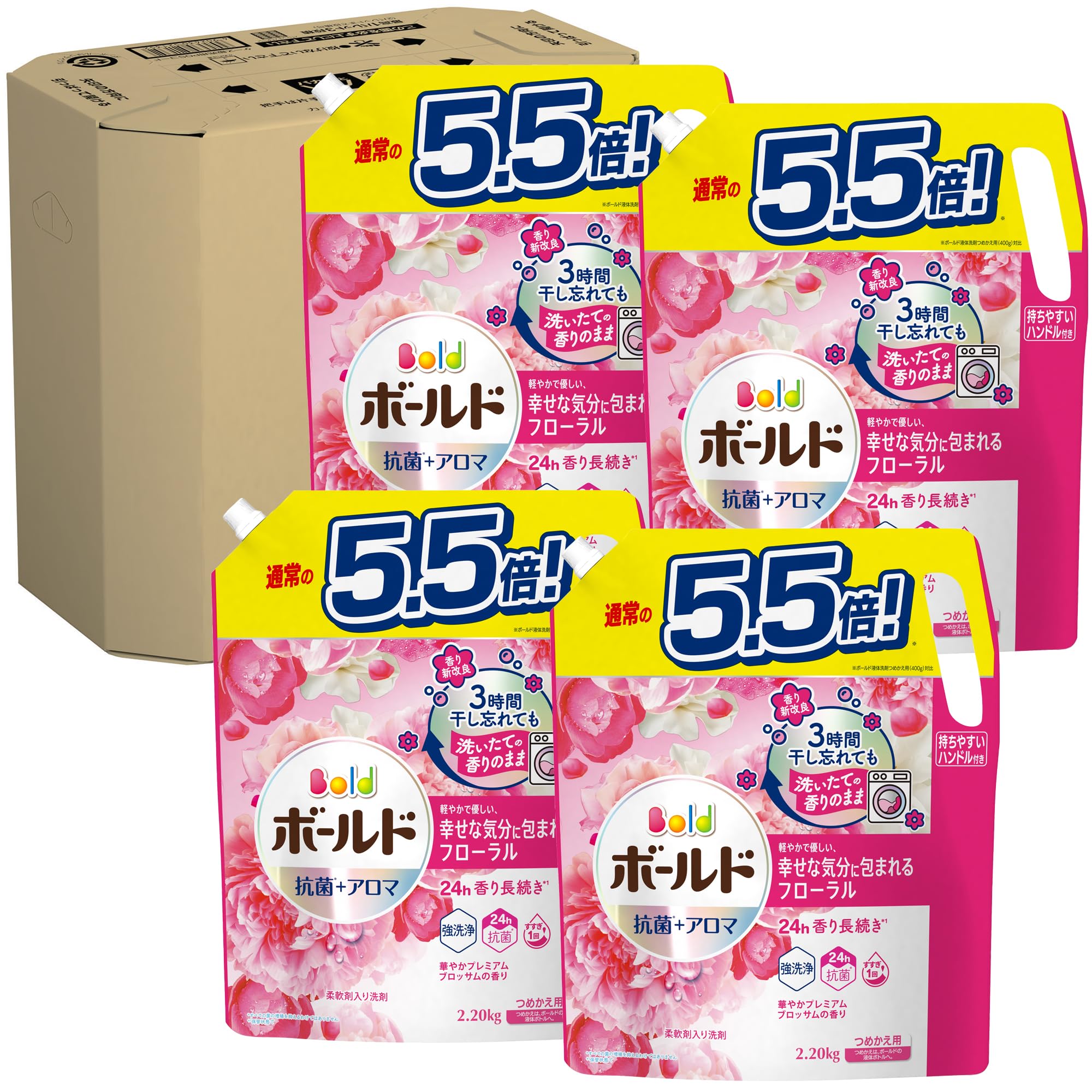 [ケース販売] [大容量] ボールド 洗濯洗剤 液体 プレミアムブロッサム 詰め替え 2,200g×4袋 5,564円