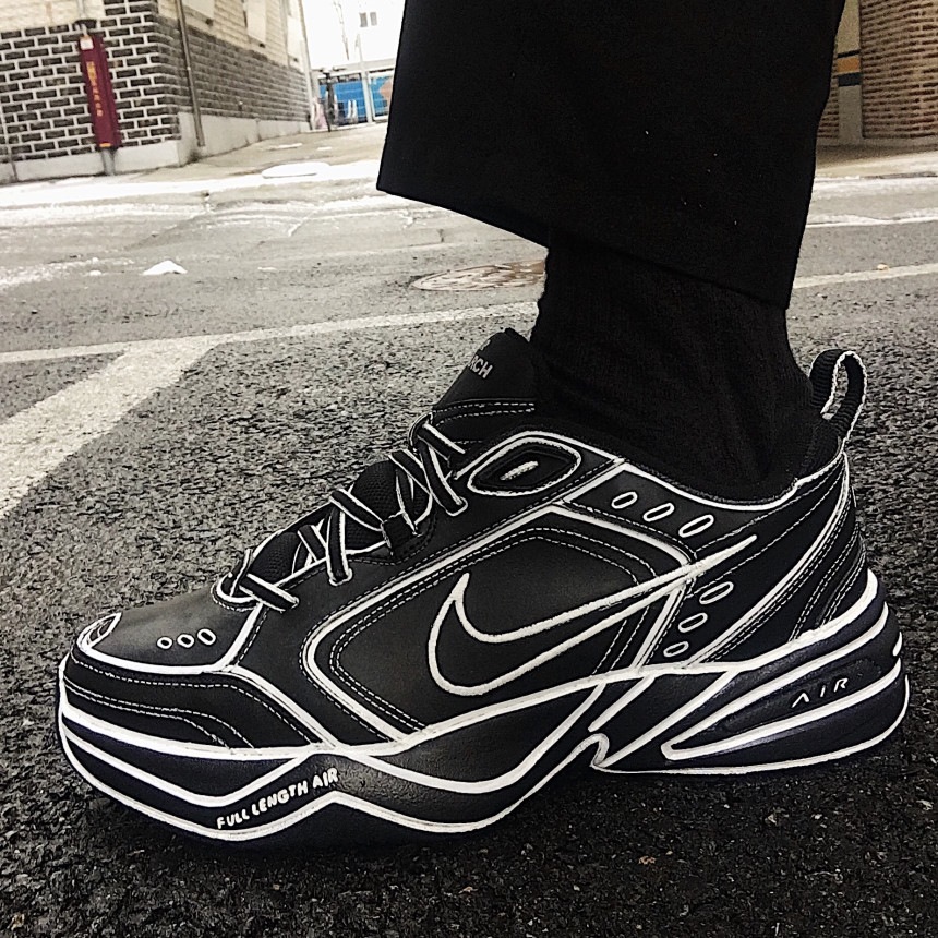 【新作入荷!!】 Nike Air カスタム男女兼用シューズ 2D Black Monarch レザースニーカー 【新作入荷!!】 Nike Air カスタム男女兼用シューズ 2D Black Monarch レザースニーカー