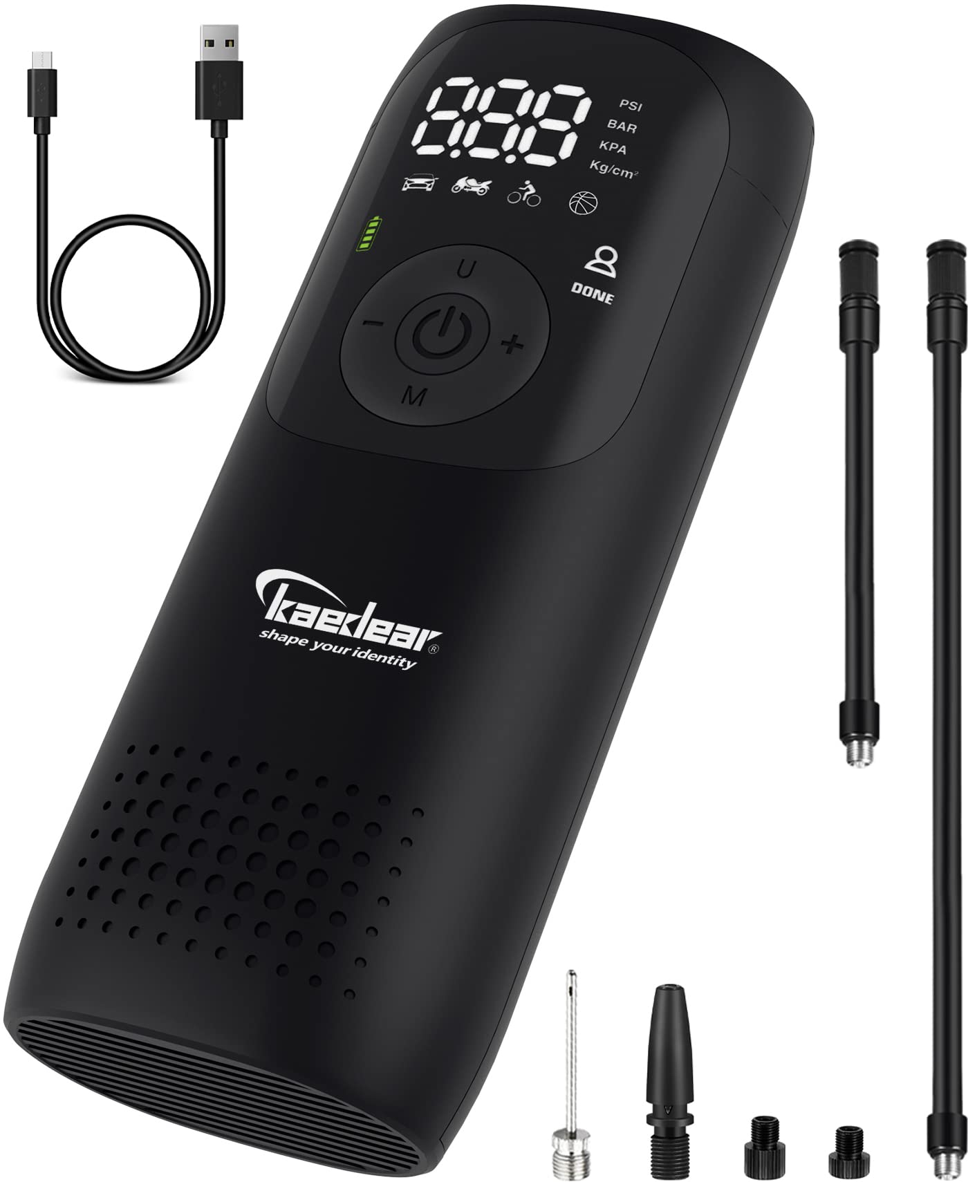 Kaedear(カエディア) バイク 空気入れ バイク用 エアポンプ 電動 エアーポンプ 電動空気入れ 充電式 usb スマートエアポンプ 2000mah×2 合計4000mah/14.8wha 15