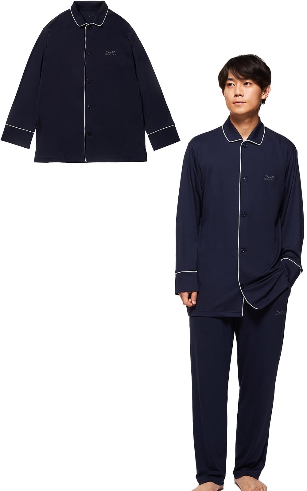 [SIXPAD] 公式ストア限定 シックスパッド リカバリーウェア スリープ(パジャマ) Recovery Wear Sleep(Pajamas) (JP, アルファベット, L, トップ（ネイビー）