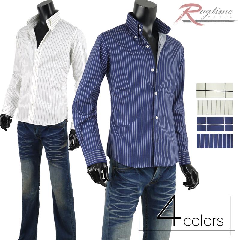 ストライプシャツ メンズ チェックシャツ ワイシャツ ブロードシャツ ボタンダウン G300426-03 5,038円