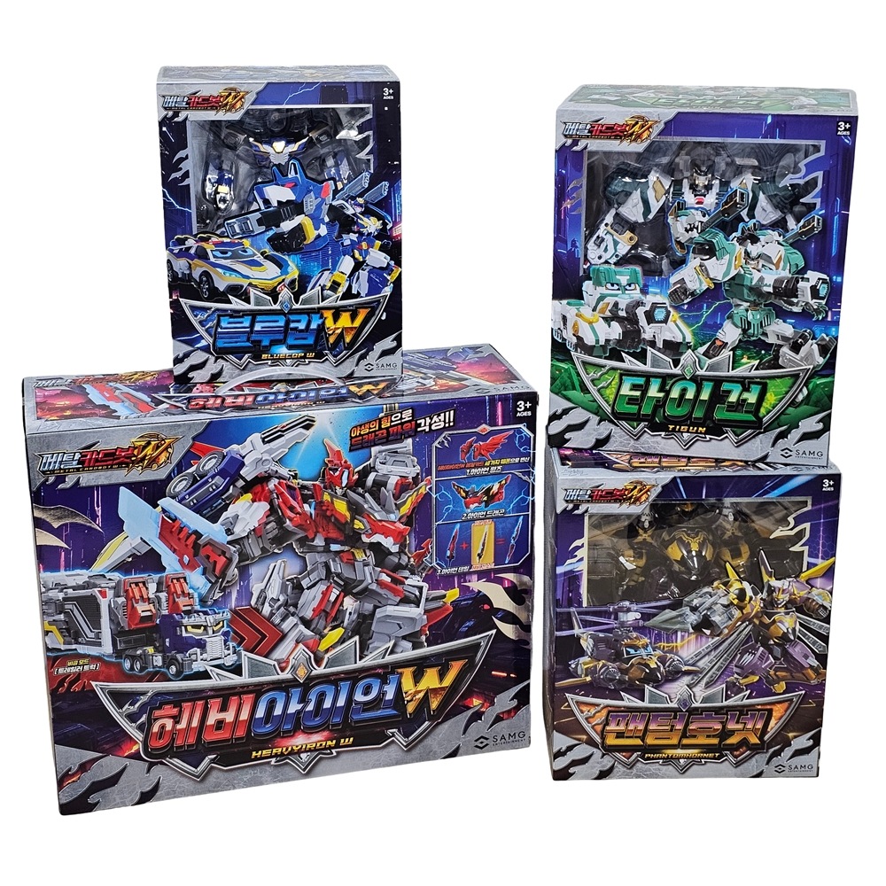 SAMG メタルカードボットW 4体セット ブルーコップW ヘビーアイアンW ファントムホーネット タイガン 変形ロボット 海外直送品