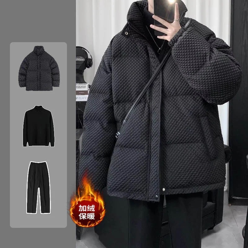冬新作 防寒 ウォーム メンズセットアップ 中綿コート/セーター/裏起毛 パンツ 3点セット/2点セット 4,930円