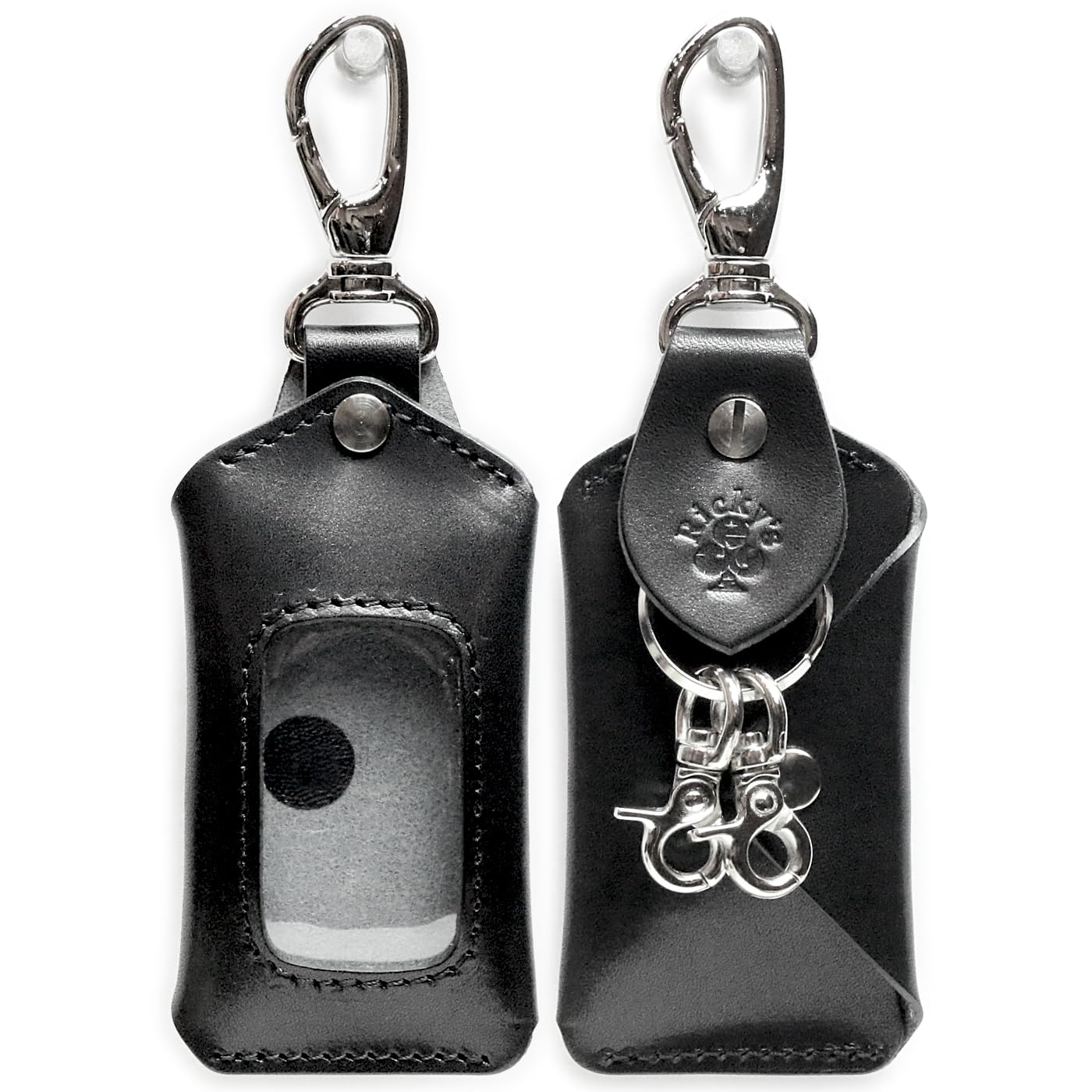 スマートキーバッグホルダー 【Ricky s】 単体 ほぼ 全機種対応 クリア窓 窓付き キーケース キーレス ケース キーカバー 玄関扉 鍵 家 ドアキー YKKAP LIXIL 三協アルミ 本革