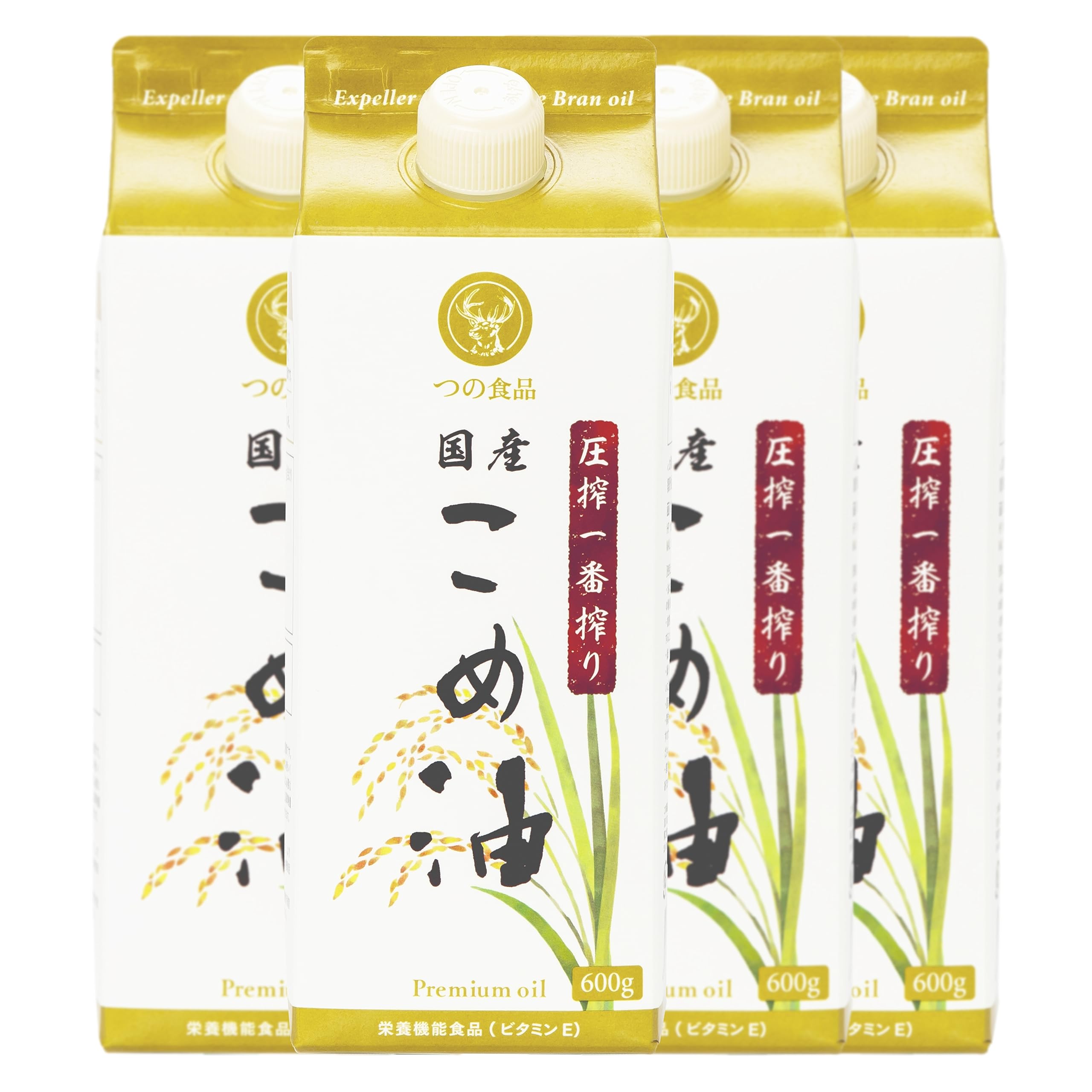 TSUNO 圧搾一番搾り 国産こめ油 紙パック 600g 4本
