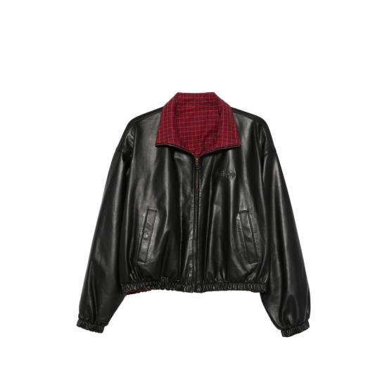 BALENCIAGA Women Leather Jackets 856381 TRS25 1000 BLACK RED