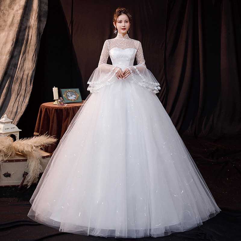 宮廷フレンチウエディングドレス 花嫁 結婚式 披露宴 大きいサイズ Aラインドレス ブライダルドレス