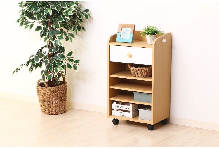 リビングラック おしゃれ キャスター付き ワゴン 幅41.5×奥行29×高さ75cm ナチュラル 5,491円