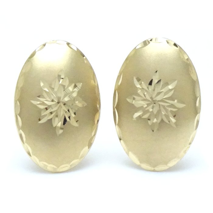 デザイン ピアス 彫り K18YG イエローゴールド/28077【中古】