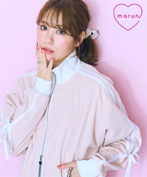 ジャンパーブルゾン 大きいサイズ リボンラインコーデュロイトラックジャケット marun