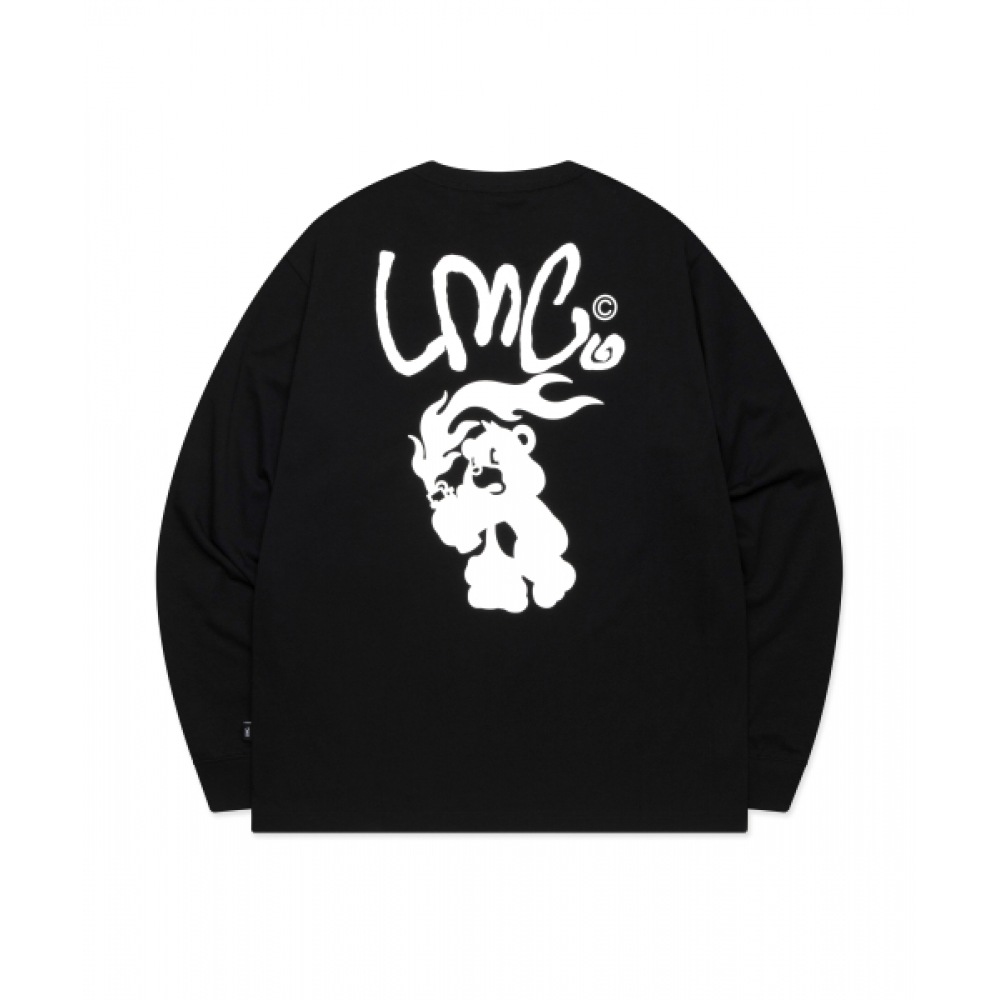 LMC フレイムベアロングシルバー T シャツブラック