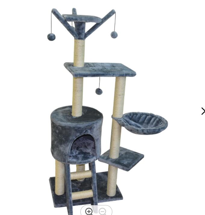 省スペース 猫用品快適なフリース耐久性グレーキャットタワー