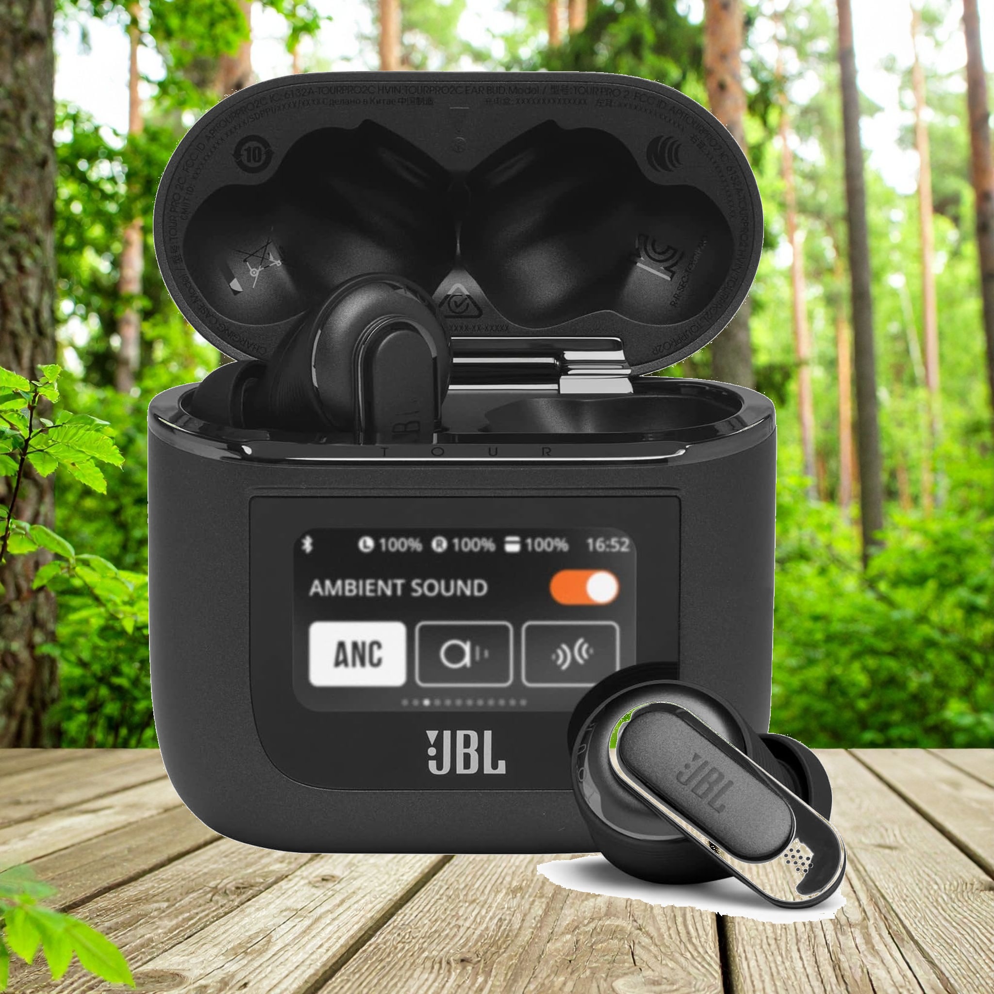 JBL TOUR PRO 2 ワイヤレスイヤホン bluetooth ハイブリッド ノイズキャンセリングマルチポイントIPX5ワイヤレス充電対応スマートタッチディスプレイ搭載ブラックJBLTOURPR