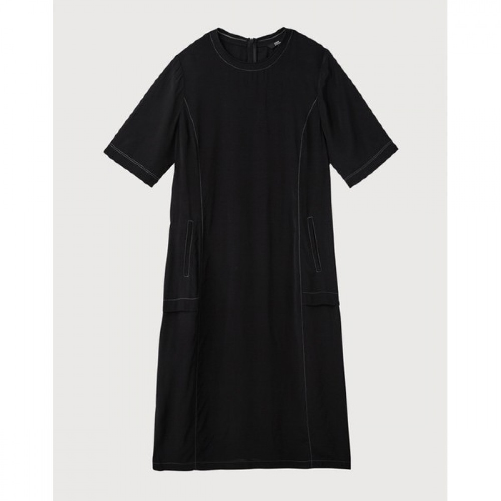 [オリビア・ローレン] ヒューマンドッグネックシボリドレス_VOCOA4M5316