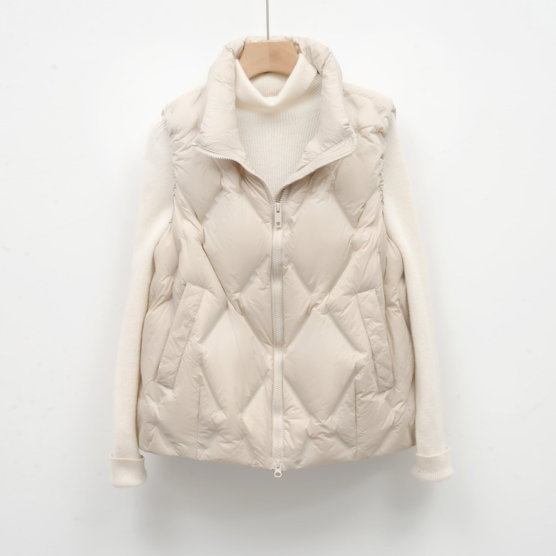 ハルモニチョッキ レディース 軽量 ダウンベスト ストライプ ビッグサイズ