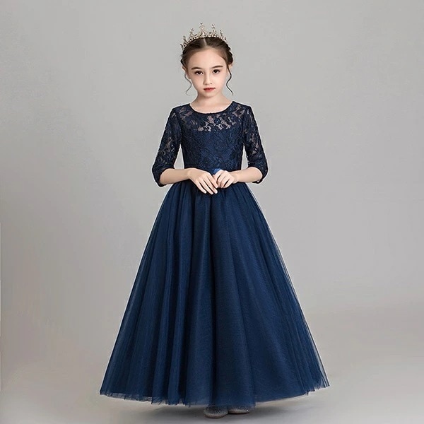 ドレス 子供 ピアノ 発表会 ピアノ発表会 中学生 ワンピース 女の子 ロングドレス 結婚式 ジュニア ピアノ発表会ドレス コンクール 袖付き パーティードレス イブニングドレス ロング キッズ 16