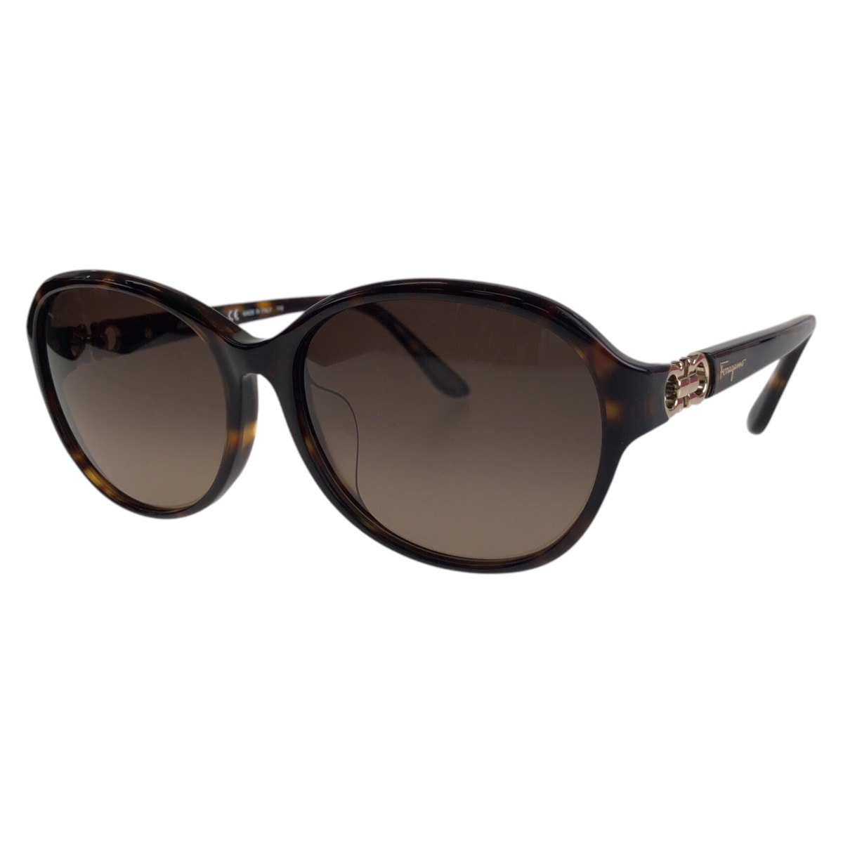 美品 ガンチーニ 琥珀柄 ブラウン ゴールド金具 プラスチック SF804SA 214 5616 135 サングラス 男女兼用 レディース 409900