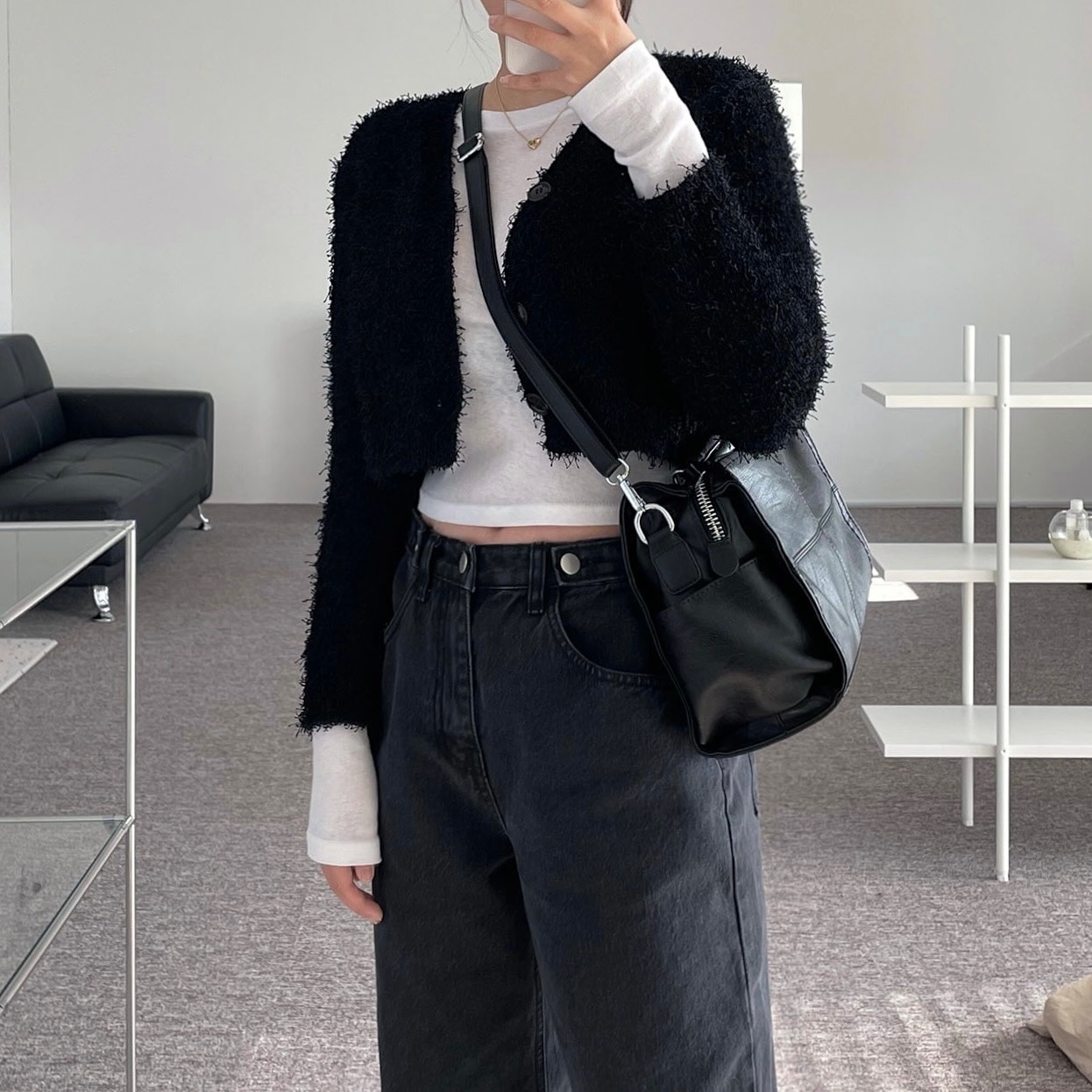 ブクル クロップ カーディガン