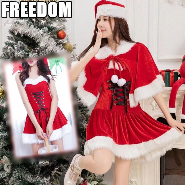 クリスマス サンタ サンタレディ サンタガール サンタクロース コスプレ コスチューム 衣装 キャバ サンタワンピ セクシー パーティー イベント ハロウィン 可愛いケープ付き！クリスマスサンタガ