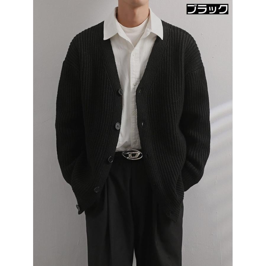 ニットカーディガン カーディガン メンズ ニット セーター Vネック 上着 ボタン留め ライトアウター 羽織り トップス 厚手 防寒 暖かい