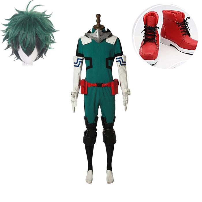 ヒロアカ 緑谷 出久 みどりや いずく デク 風 衣装 コスプレ衣装 ハロウィン 仮装 衣装＋ウィッグ＋靴