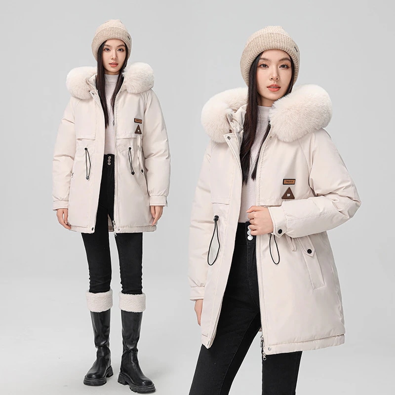 パーカー服2024年新型女性韓国版の中長タイプの綿服冬には腰の綿入れの大きな襟のコートが湿っている 5,094円