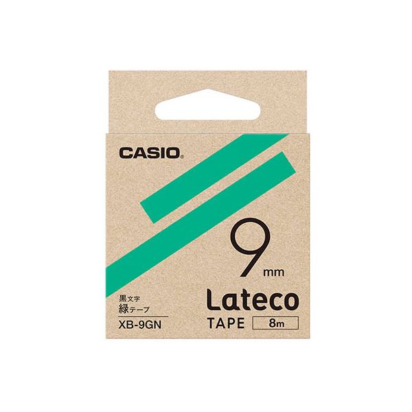 (5個セット) カシオ計算機 Lateco 詰め替え用テープ 9mm 緑テープ 黒文字 XB-9GNX5