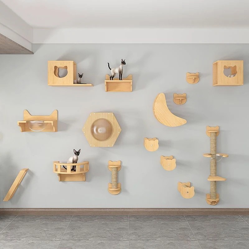 壁掛け猫クライミングはしご棚板猫の木のフレームモダンなミニマリストツール