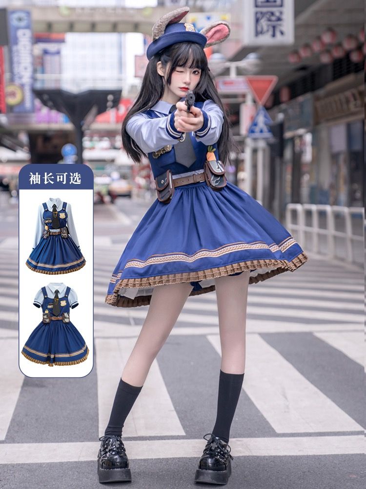 大人のウサギ警官cos狂気動物城ジュディコスプレ漫画アニメワンピースセットハロウィーン
