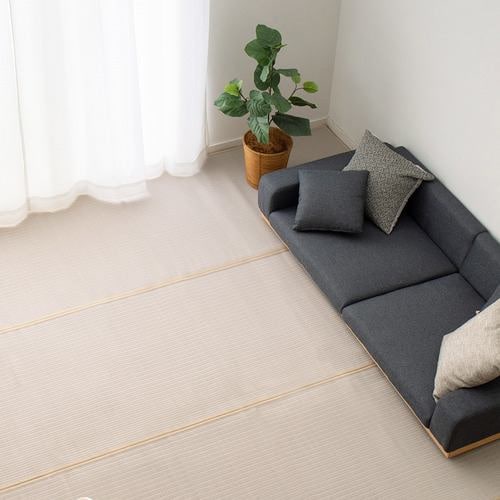 【メーカー直送品】萩原 洗えるい草風カーペット 四条 江戸間6帖 GY グレー