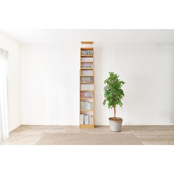 本棚 大容量 突っ張り cdラック コミックラック 漫画収納 つっぱり オープンラック 木目 ウォールラック 壁面収納 棚 収納棚 薄型 スリム 45cm