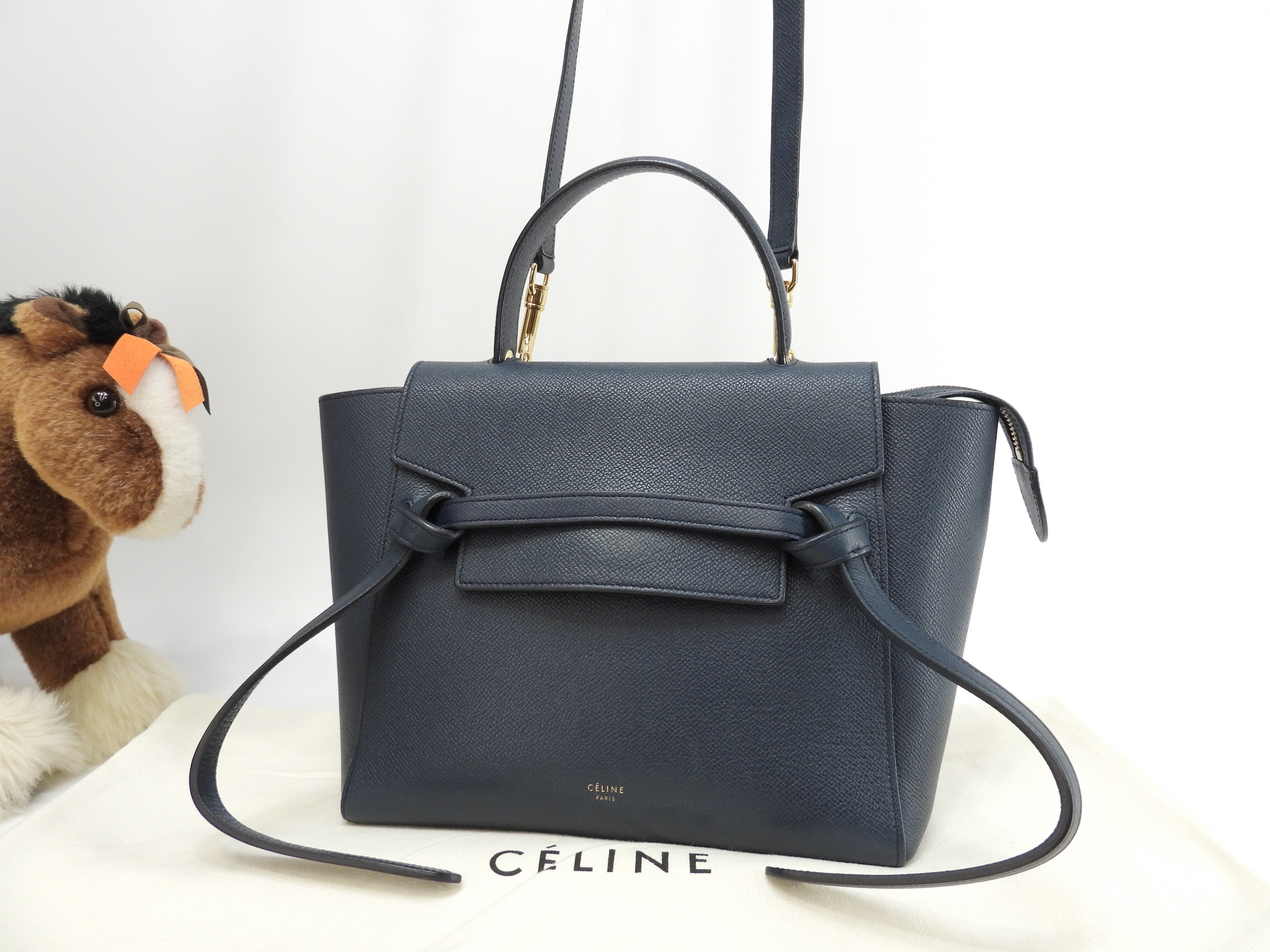 ベルトバッグ マイクロ 型押しレザー紺 s付ハンドバッグ 美品@ 3 67,650円